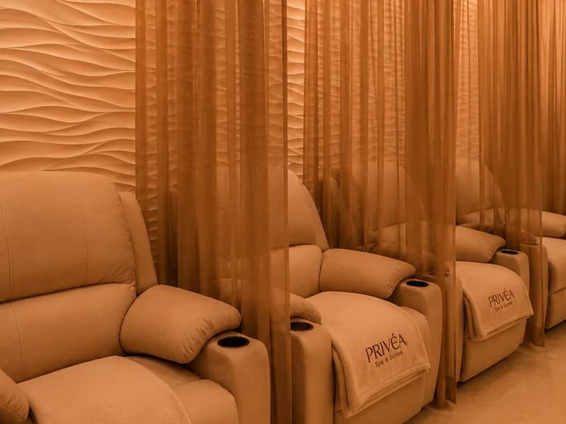 The Nail Lounge with curtained stations
